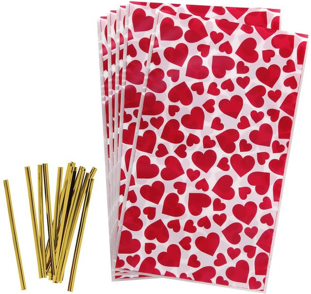 Zenker Geschenktüten Herz mit Clips, 32-teilig, Rot und Gold - Bild 1
