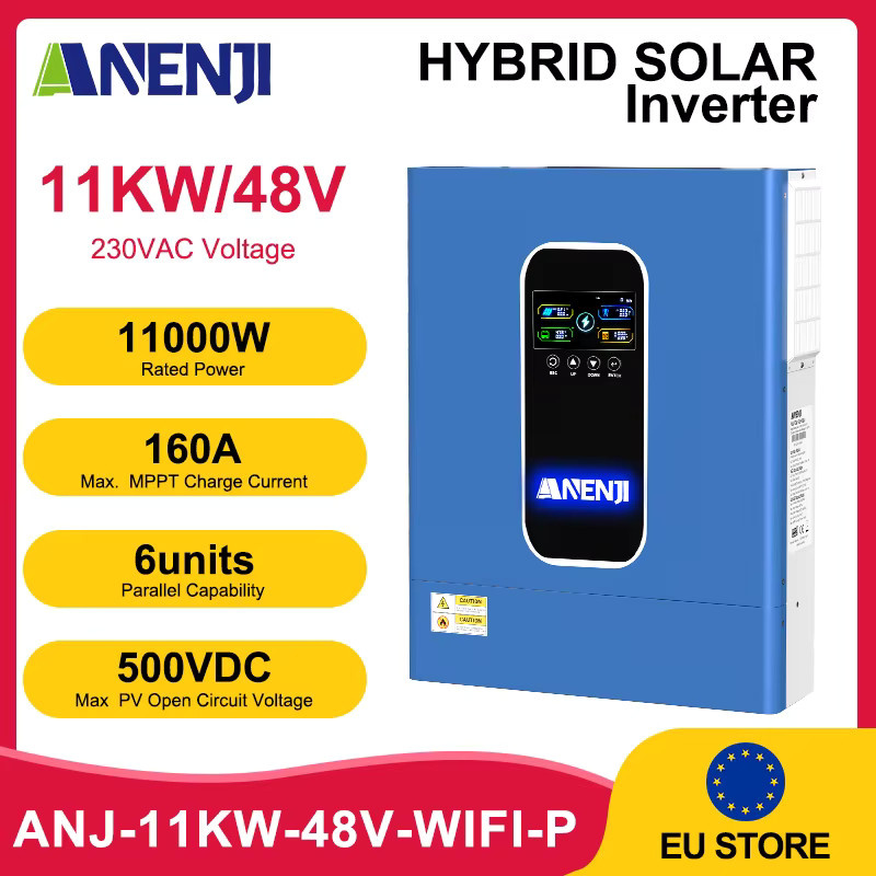 ANENJI Solar-Hybrid-Wechselrichter 11kW 48V mit WLAN für On/Off-Grid-Anwendungen und MPPT-Batterie-Management - Bild 2