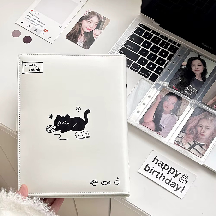 MINKYS Fotokartenalbum Süße Katze A5 Kpop Sammelbuch für Idol Fotokarten in Weiß - Bild 5