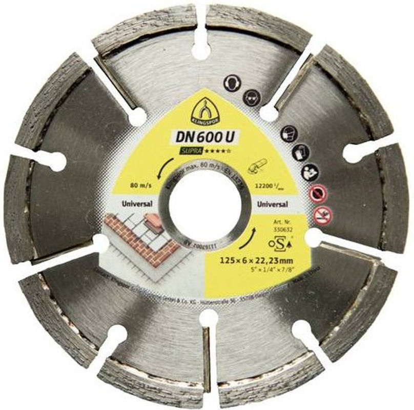 Klingspor DN 600 U Diamanttrennscheibe für Stein in Silber, Durchmesser: 125 mm, Breite: 6 mm, Bohrung: 22,23 mm - Bild 2