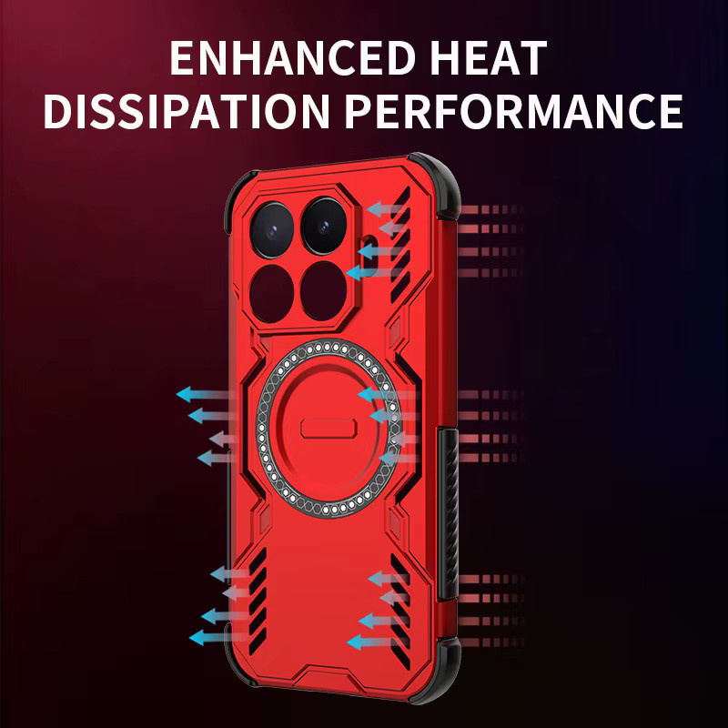 KEYSION Hohlraum-Wärmeableitungshülle für Xiaomi 17T Pro 5G und Xiaomi 17T 5G, magnetische kühlende und stoßfeste Handyhülle aus Silikon und PC, Farbe: Rot - Bild 3
