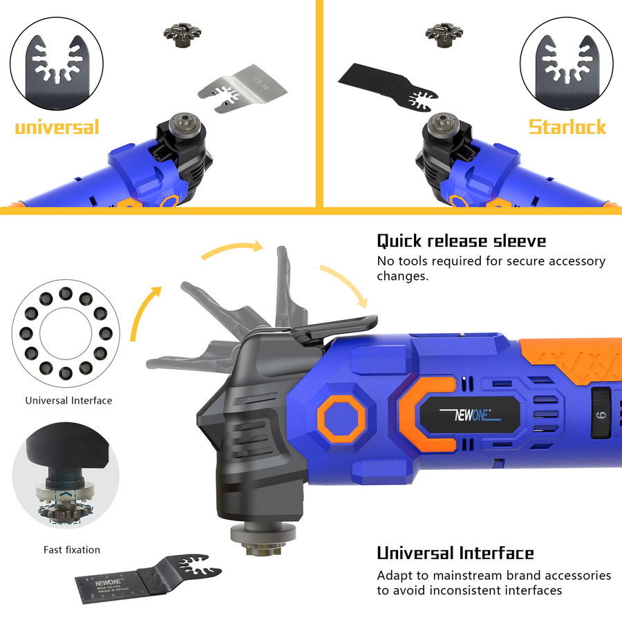 NEWONE 12V Multifunktionswerkzeug mit 6-Gang-Einstellung und LED-Licht in Blau - Bild 2
