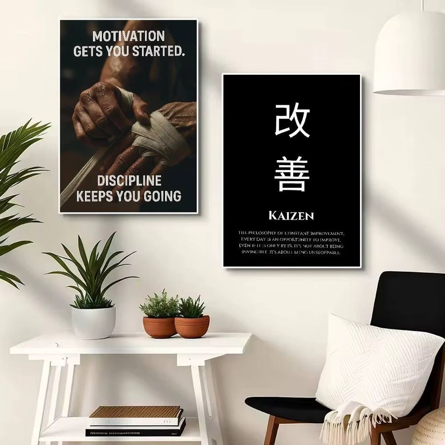 Minimalistische selbstklebende Wandaufkleber mit motivierenden Zitaten in Schwarz, wasserfeste Papieraufkleber für Kaffeehaus und Zimmer - Bild 4