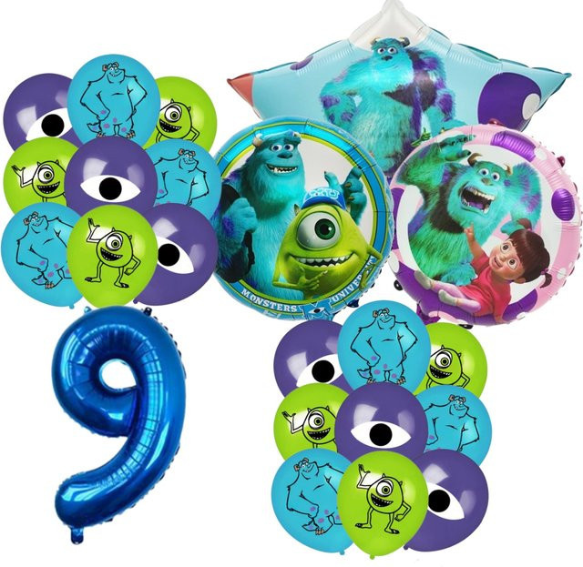 Monsters University Themen-Folienballon-Set aus Latex und Kunststoff für Kindergeburtstage und Babypartys, Mehrfarbig - Bild 1