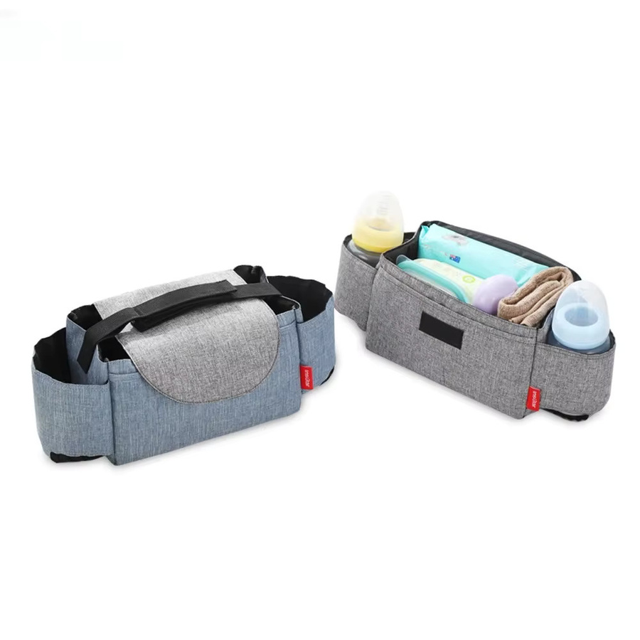 Vvocci Isoliertasche und Wickeltasche in Grau mit Kinderwagen-Clip zur Aufbewahrung von Babyflaschen und Pflegeartikeln - Bild 2
