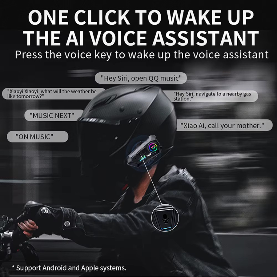 Kebidumei Motorradhelm Bluetooth Headset in Schwarz mit IPX6 Wasserdichtigkeit und Rauschunterdrückung - Bild 2