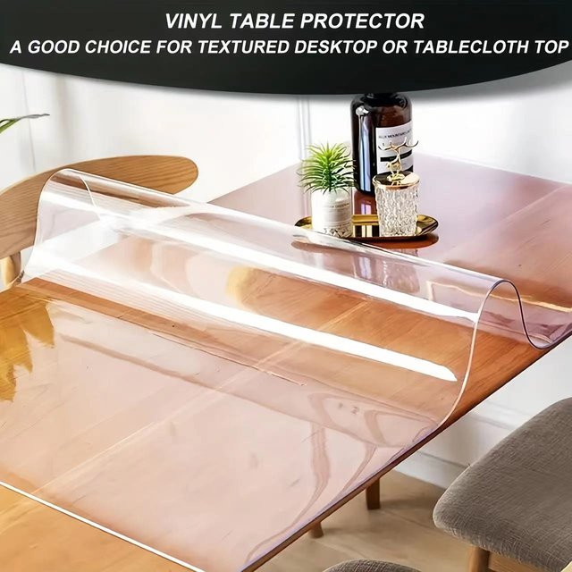Transparente PVC-Tischdecke in Glas-Optik, wasserdichte und ölbeständige Tischmatte für Couchtisch, Esstisch oder Schreibtisch - Bild 1