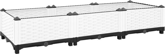 furnicato Hochbeet in Rattan-Optik aus Polypropylen, Weiß, B/T/H: 120 x 40 x 23 cm - Bild 1