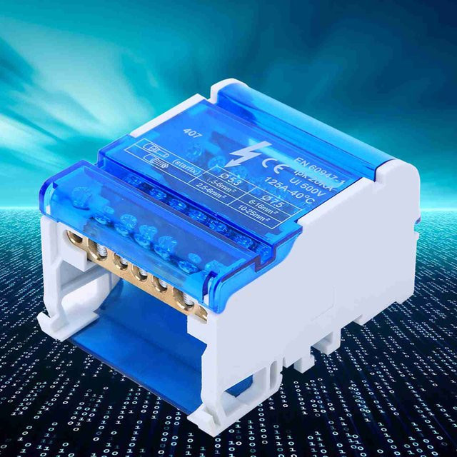Qiilu Terminal-Verteilerkasten 407 mit transparenter Abdeckung, einphasiger Anschlusskasten auf DIN-Schiene mit 4 Ebenen - Bild 1