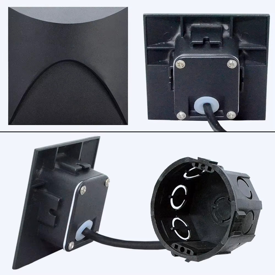 SANDIY Outdoor Wandleuchte mit Bewegungssensor, Wasserdichte IP65 Treppenbeleuchtung für Garten, Hof, Balkon und Zaun, Runde Montagebox 60 mm, Schwarz - Bild 5