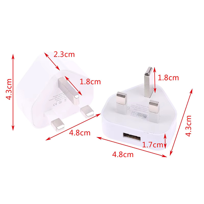 Universeller UK-Stecker 3-Pin Wandladegerät-Adapter mit USB-Anschlüssen in Weiß - Bild 2