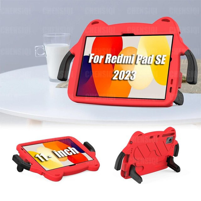 Xiaomi Kinder EVA Standhülle für Redmi Pad SE 11 Zoll in Rot, stoßfeste Schutzhülle mit Griff - Bild 1