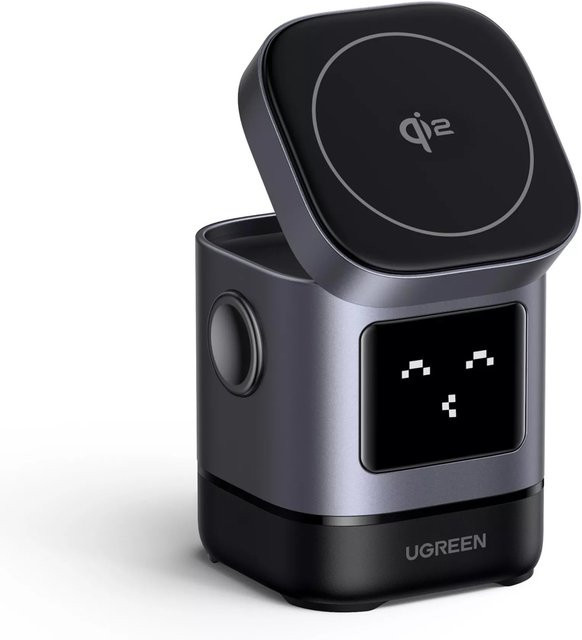 UGREEN Uno W709 2in1 Wireless Netzladegerät mit Qi 2 und MagSafe, 15W, Schwarz und Grau - Bild 1