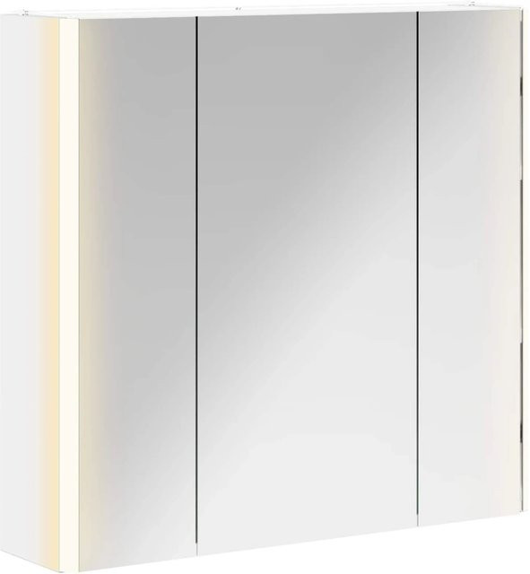 vidaXL Badezimmerspiegelschrank Weiß mit LED-Beleuchtung und Glasfront, B/H/T: 63,5 x 60,5 x 15,5 cm - Bild 1