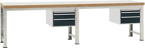 Manuflex Werkbank WP5762.7016 in Anthrazit aus Stahl und Holz, B/T/H: 200 x 80 x 70 cm - Bild 1