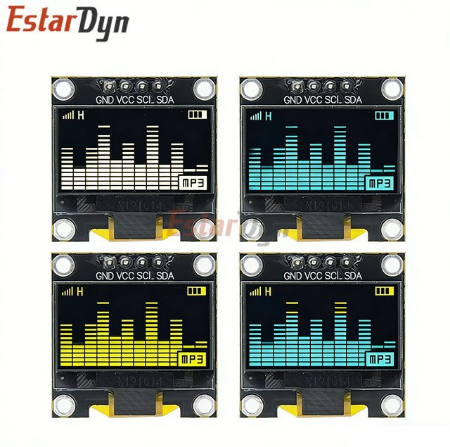 Estardyn 0,96 Zoll OLED-Displaymodul mit SSD1306 Treiberplatine, Weiß, I2C/IIC/Seriell, 128x64 Pixel, kompatibel mit ESP32 und STM32 - Bild 1