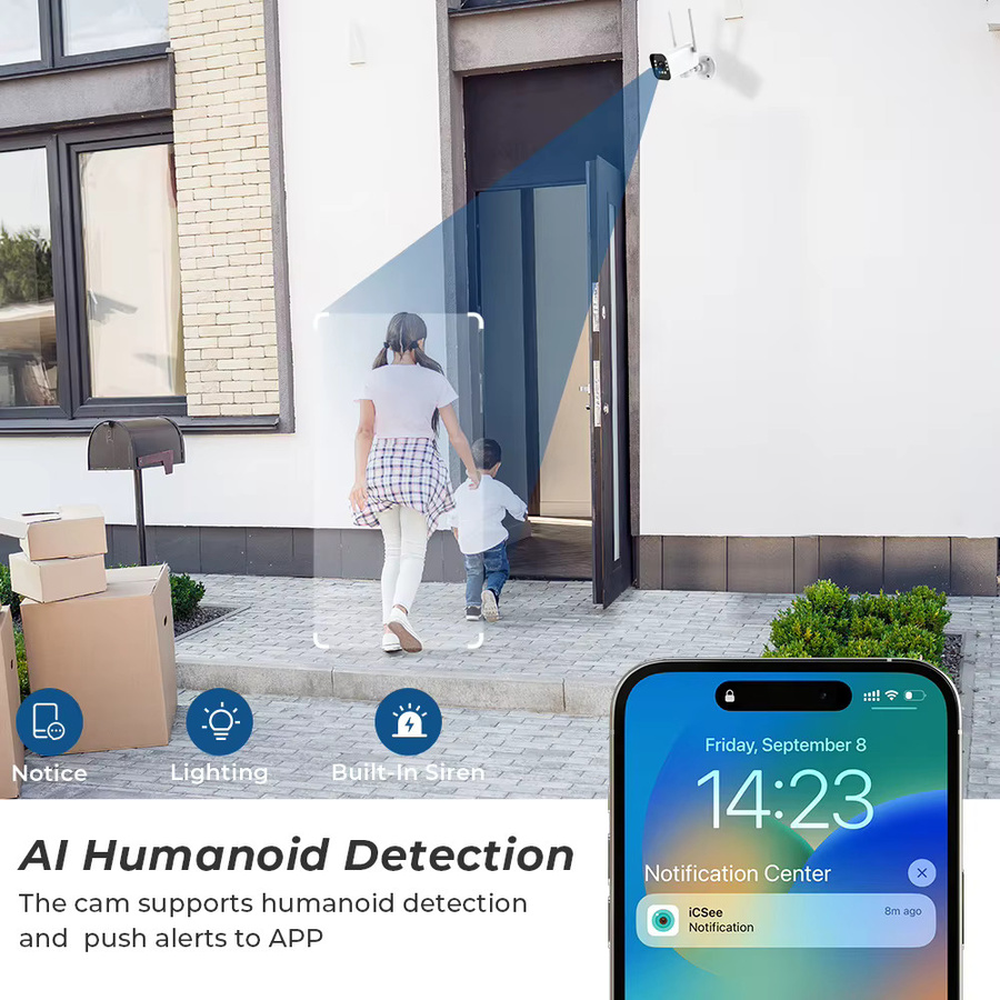 ANBIUX PTZ WiFi Outdoor Überwachungskamera mit 8MP 4K Auflösung, AI Menschliche Erkennung und Farb-Nachtsicht, Weiß - Bild 3
