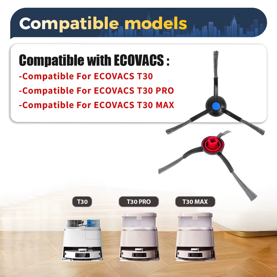 Ecovacs Seitenbürstenteile für Deebot T30, T30 PRO, T30 MAX, N20 PRO, N20 PLUS, T30S, T30SAI, T30 PRO Omni und T30S Combo Roboterstaubsauger in Schwarz - Bild 3