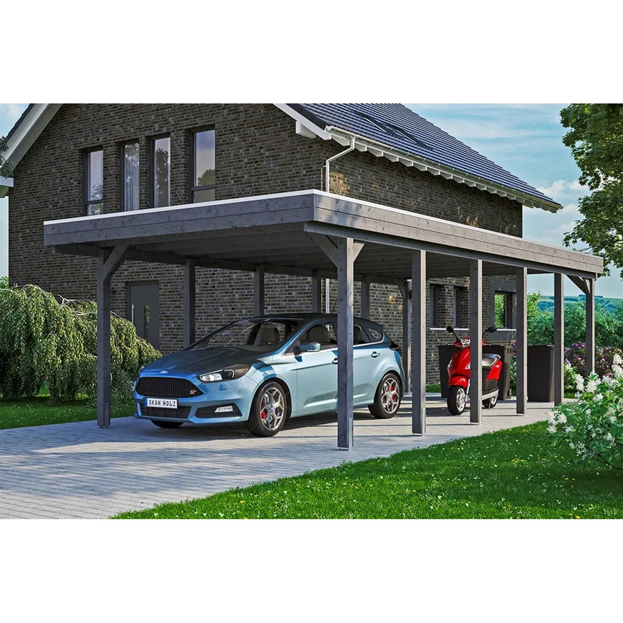 SKANHOLZ Carport Friesland aus Nadelholz mit EPDM-Flachdach in Schiefergrau, Breite: 397 cm, Tiefe: 860 cm, Höhe: 241 cm - Bild 3