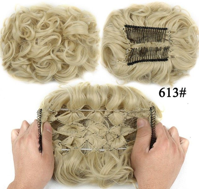 LUPU Kunsthaar-Dutt-Kamm, Clip-in, Beige, Damen - Bild 1