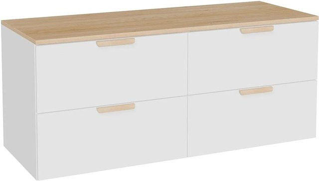 Waschbeckenunterschrank Avoreli in Weiß, B/T/H: 120 x 46 x 50 cm - Bild 1