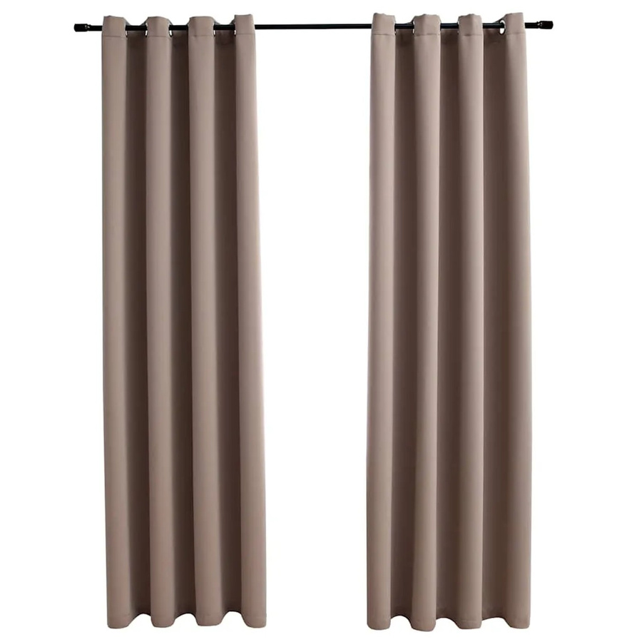 vidaXL Verdunkelungsvorhänge mit Metallösen, 2er Set, Taupe, Breite: 140 cm, Höhe: 245 cm - Bild 2