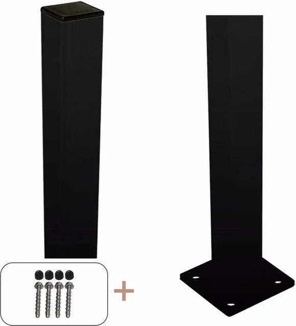 Zaunpfosten aus Stahl in Schwarz, quadratisch, B/T/H: 4,5 x 4,5 x 96 cm - Bild 1