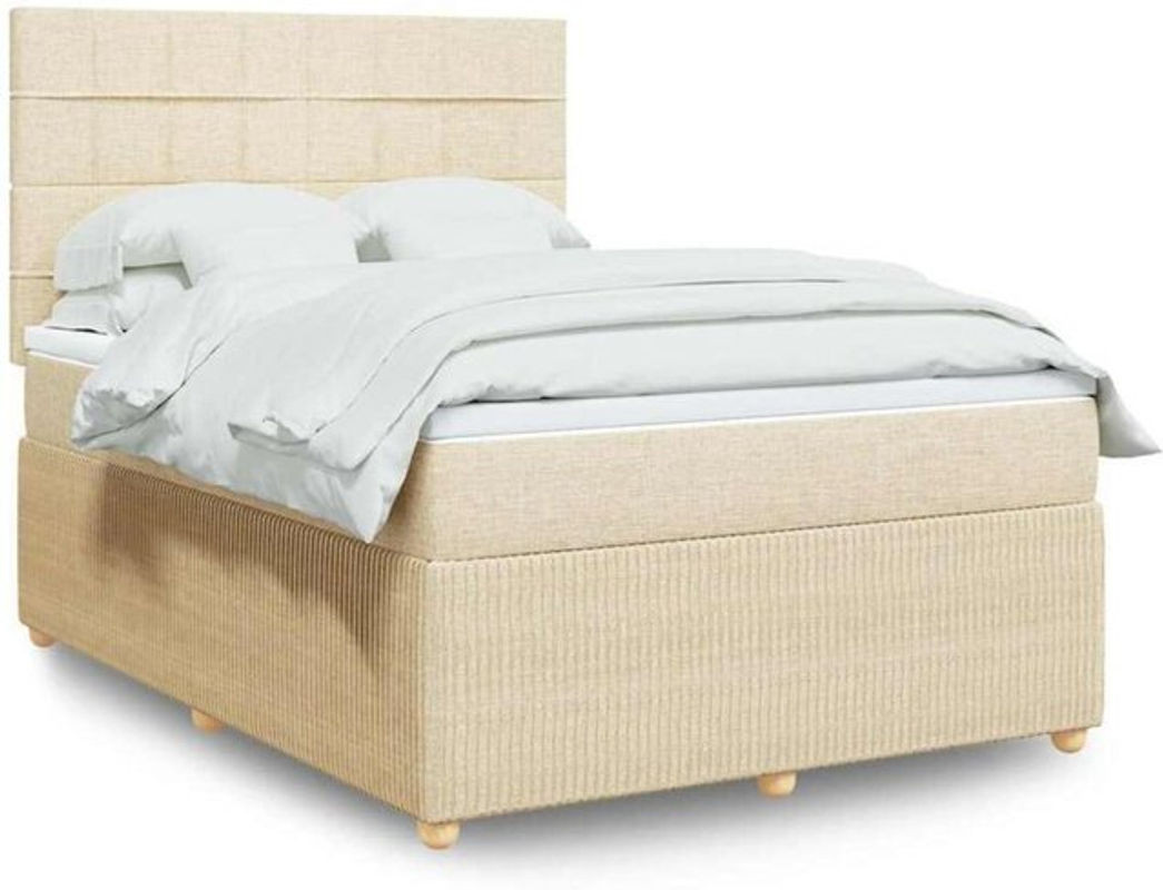 vidaxl Boxspringbett mit Matratze in Creme, Modernes Design aus Stoff und Holz, B/T/H: 160 x 200 x 150,5 cm - Bild 1