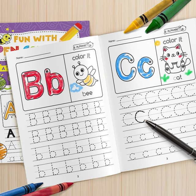 BOHY Zeichen-Arbeitsbuch für Kinder: Englisch Alphabet Training und Kalligraphie zur Stiftkontrolle, Mehrfarbig, A4 - Bild 1