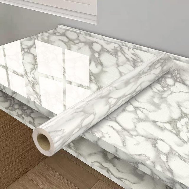 Selbstklebende Marmor Tapete von Chocolate Home in Grau, Ölresistente Küchenfolie für Herd, Schrank und Tischplatten, Breite: 40 cm, Länge: 1 m - Bild 1