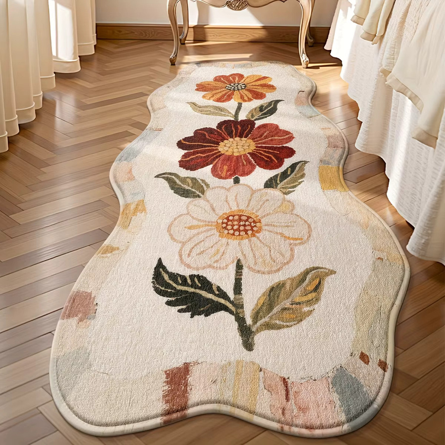 VIKAMA Rechteckige Bodenmatte im skandinavischen Design mit floralem Muster, Multicolour, für das Schlafzimmer - Bild 2