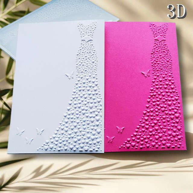 3D-geprägter Kunststoff-Ordner mit Herz- und Schmetterlingsmotiven sowie strukturierten Mustern als Bastelvorlage - Bild 1