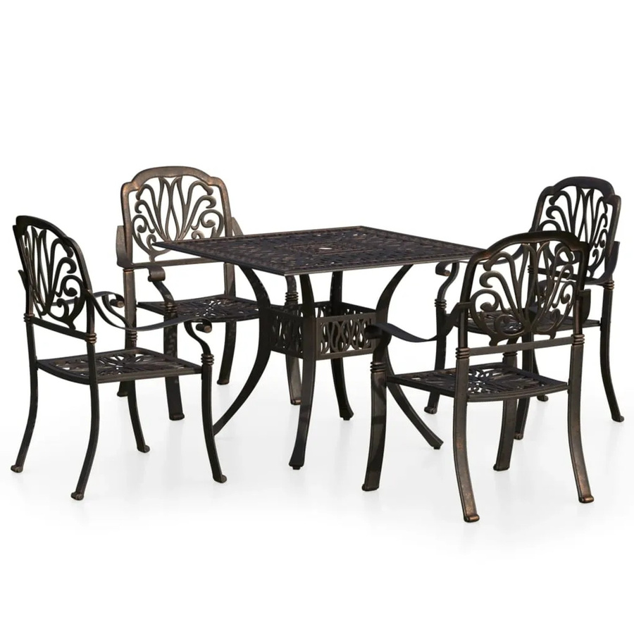 vidaXL 5-tlg Bistro-Set aus Aluminiumguss in Bronze - Bild 2