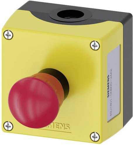 Siemens 3SU1801-0NB00-2AA2 Gehäuse für Bodenbefestigung mit Schild, 1 rote Taste mit Drehentriegelung - Bild 1