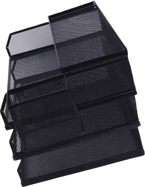 Aimo Briefablage aus Metall mit 3 Etagen und integriertem Stiftebehälter, Papierorganizer für A4 in Schwarz - Bild 1