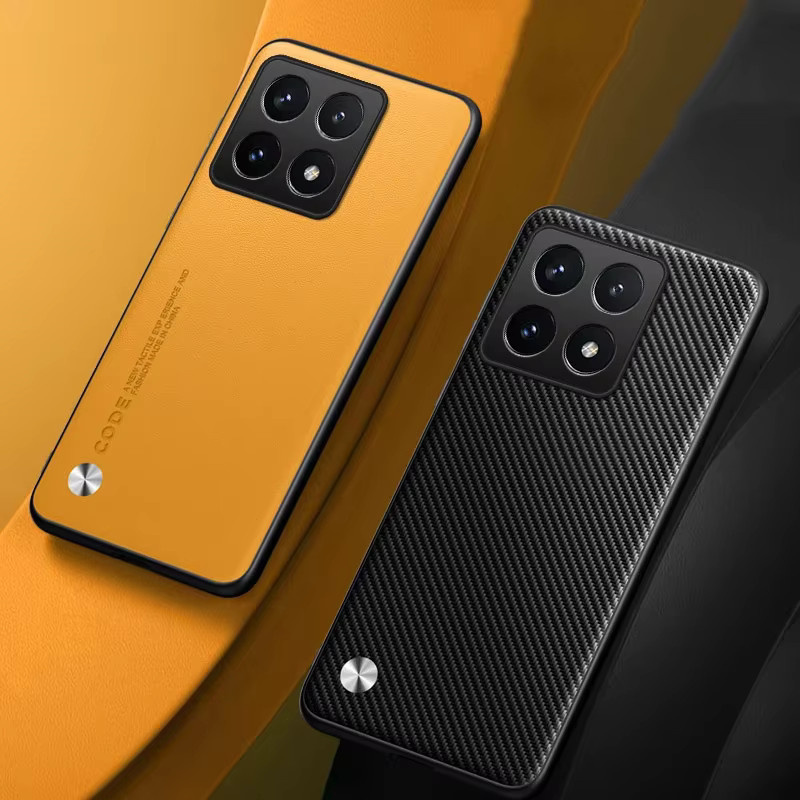 EUCAGR Luxus PU Leder Handyhülle für Xiaomi 14T Pro und Xiaomi 14T, Stoßfest, Gelb - Bild 2