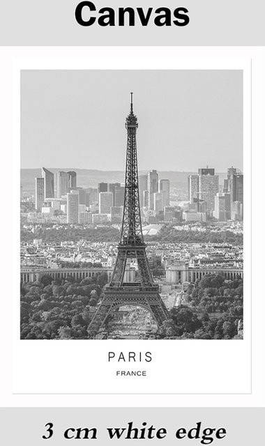 Jack York Leinwandmalerei im Nordic Stil mit Stadtlandschaften von Paris, London und New York in Schwarz-Weiß - Bild 1