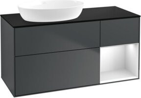 V&B Finion Waschtischunterschrank mit Wandbeleuchtung, Breite: 120 cm, Tiefe: 50,1 cm, Höhe: 50,1 cm, lackiert in matt dunkelblau - Bild 1
