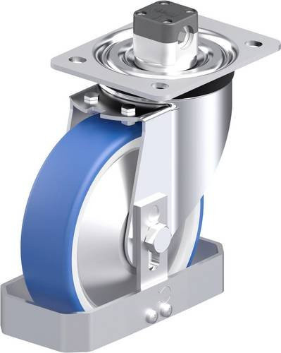 Blickle L-POTHS 160R-CS11-FA-FS Stahlblech-Lenkrolle in Blau und Weiß mit 160 mm Rad-Durchmesser und 400 kg Tragfähigkeit - Bild 1
