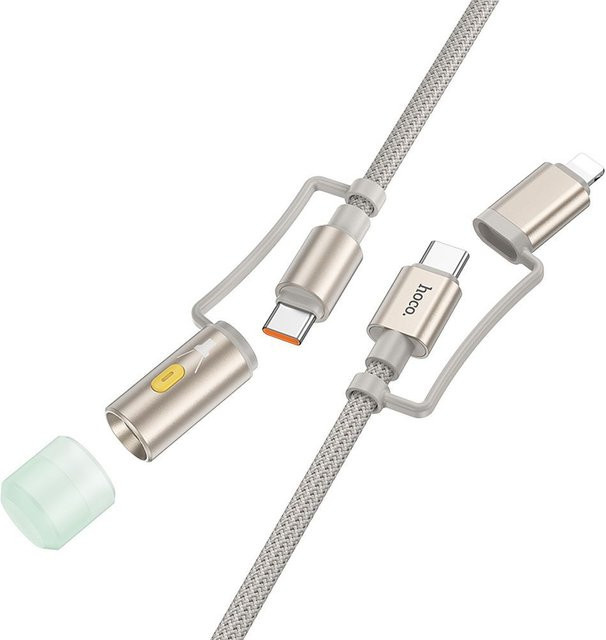 HOCO U138 Daten- und Ladekabel USB-C auf Lightning mit LED, 60W, Grau, Länge: 1,2 m - Bild 1
