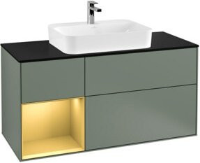 V&B Waschtischunterschrank Finion mit Wandbeleuchtung, Breite: 120 cm, Tiefe: 50,1 cm, Höhe: 50,1 cm, Farbe: Lackiert, Oliv Matt - Bild 1