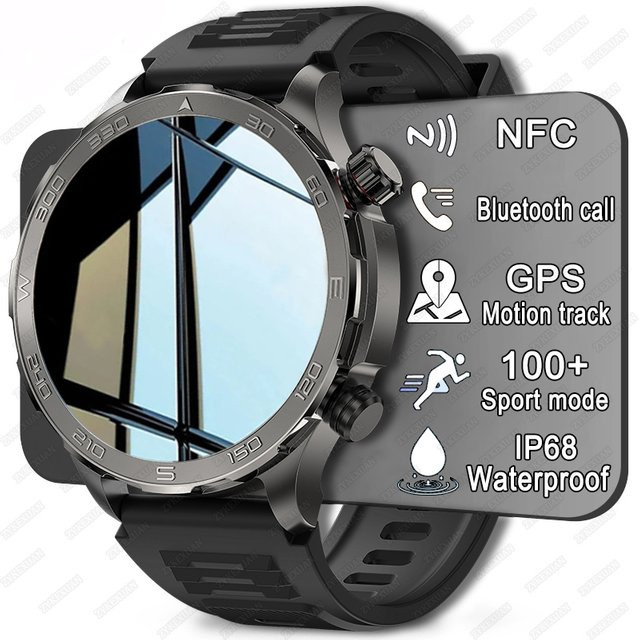 BOXUXING GPS-Tracking Smartwatch für Herren mit AMOLED HD-Bildschirm, Bluetooth-Anruf, NFC und IP68 Wasserdichtigkeit in Schwarz - Bild 1