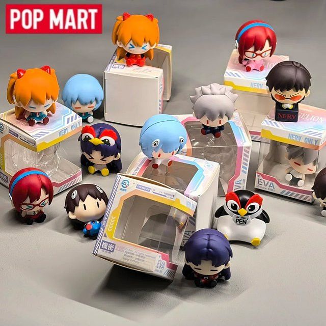 Popmart Neon Genesis Evangelion Super Mini Figur Blind Box mit Magnet als Desktop-Dekoration oder Kühlschrankmagnet, Multicolor - Bild 1