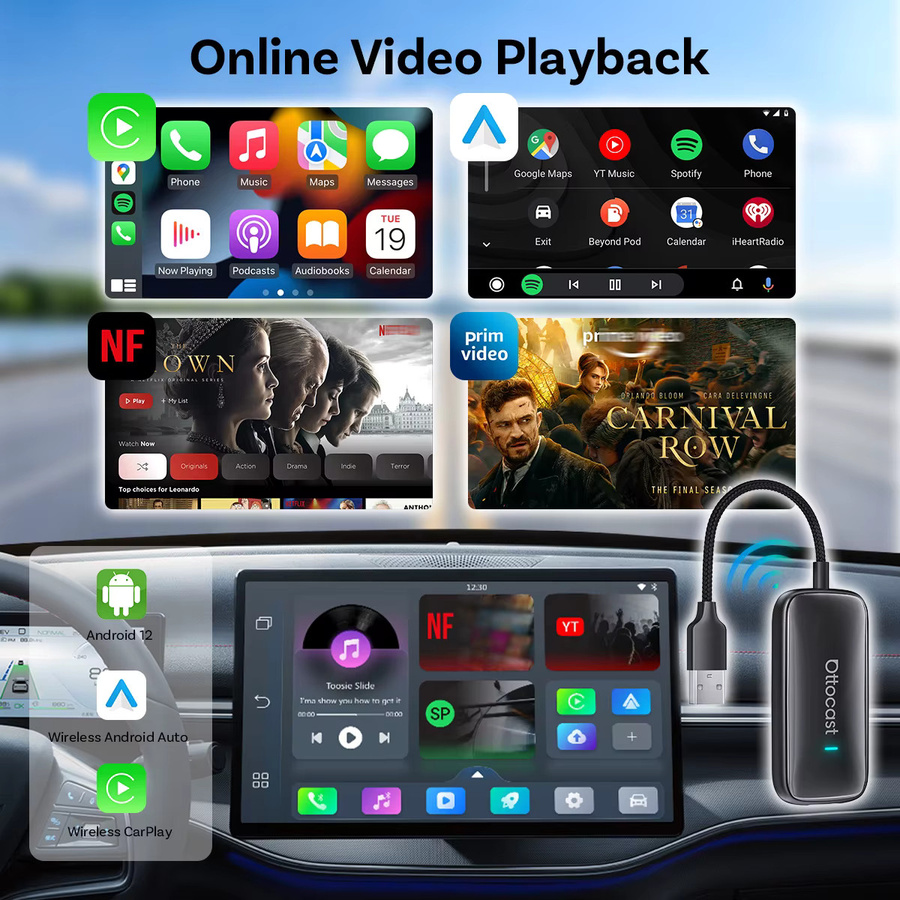 Ottocast Play2Video Ultra Wireless CarPlay Multimedia Smart Box mit WiFi6 und lokaler Medienwiedergabe in Schwarz für VW - Bild 3