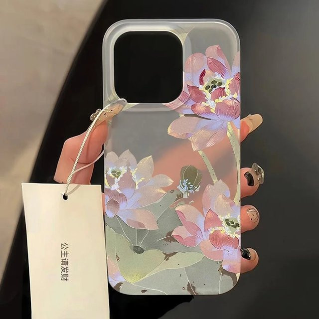 Transparente Lotus Handyhülle für Apple iPhone 17 16 15 14 13 12 11 Pro Max Plus mattiert und stoßdämpfend - Bild 1