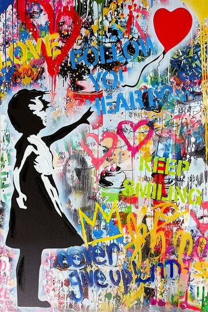 Art Universe Leinwandbild Love In The Air Abstract Typography Multicolor, B: 45 cm, H: 30 cm - Bild 1
