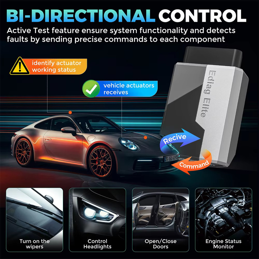 KINGBOLEN Ediag Elite CAN FD Diagnosegerät mit 15 Resets und bidirektionalem Test, OBD-Scanner mit Bluetooth 5.2 für iOS und Android - Bild 5