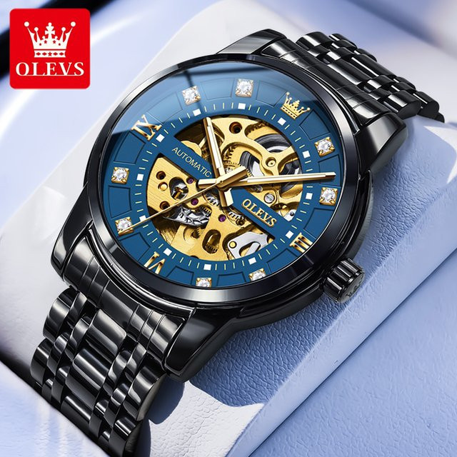 OLEVS Armbanduhr Automatik, Edelstahl, Gold, Herren - Bild 1