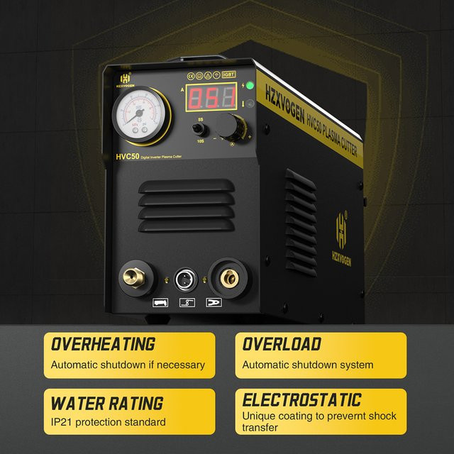 HZXVOGEN 50A IGBT Inverter Plasmaschneider Schwarz, tragbare Schneidemaschine für Edelstahl, Aluminium und Metall, 110V/220V - Bild 1