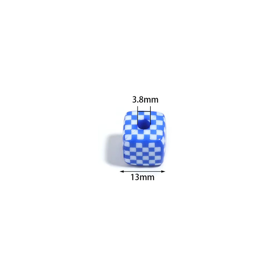 louleur Perlen Acryl, Quadrat, Schachbrett Muster, Bunt, 13mm, Kinder - Bild 2